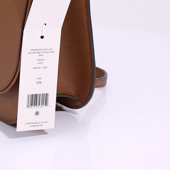 Tory Burch Emerson East West Flap Shoulder Bag Crossbody & Card Holder Moose